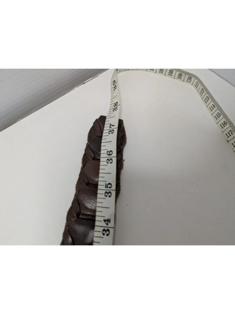 Abercrombie & Fitch Braided Brown Leather Link Belt Mens Size 34 Vintage/Y2K